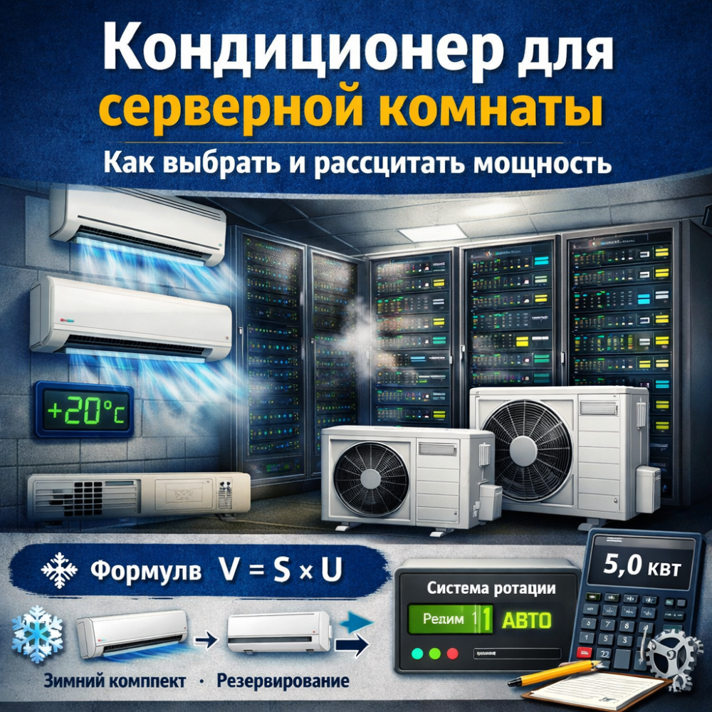 Кондиционер для серверной комнаты — как выбрать и рассчитать мощность