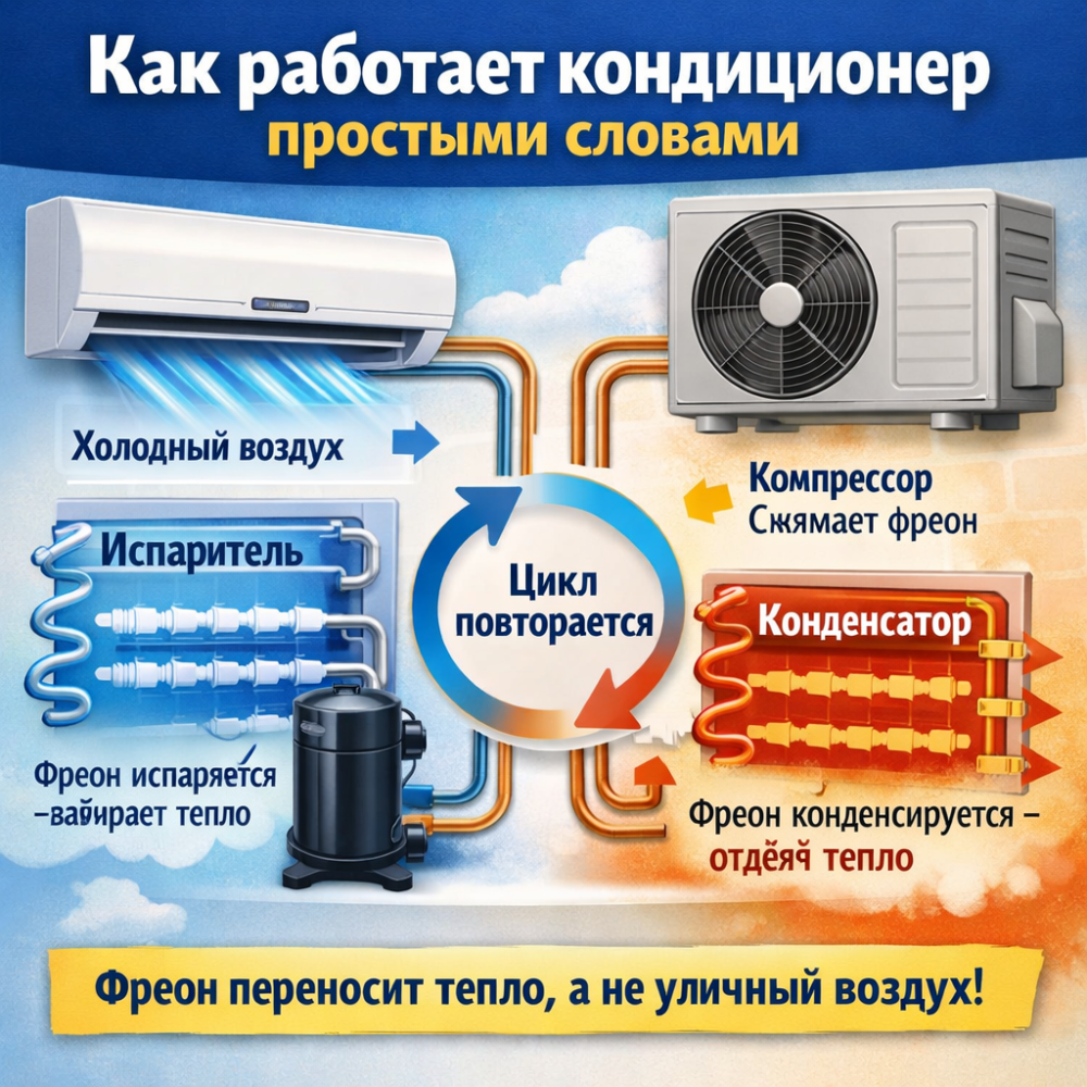 Как работает кондиционер простыми словами